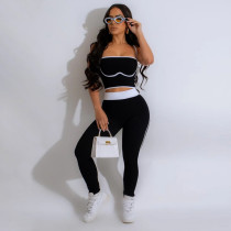 Solid Color Sling Tank Tops Two Piece Pants Set CYA-901262