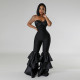 Sexy Wrap Solid Color Pressed Pleated Jumpsuit CYA-901250
