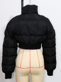 Black Short Down Cotton Jacket SH-391141