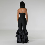 Sexy Wrap Solid Color Pressed Pleated Jumpsuit CYA-901250