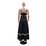 Wave Webbing Patchwork Sling Maxi  Dress CYA-901258