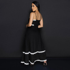 Wave Webbing Patchwork Sling Maxi  Dress CYA-901258