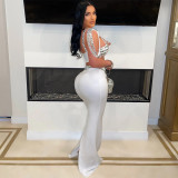 Hot Drill Sling Tops And Long Skirt 2 Piece Set CYA-901231