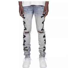 Men Holes Print Fashion Tight Jean XCFF-8886