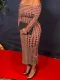 Houndstooth Spring One Shoulder Maxi Dress SFY-478