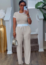 Rib Contrast Color Two Piece Pants Set SFY-2777