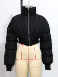 Black Short Down Cotton Jacket SH-391141