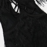 See Through Lace Backless Maxi Dress CYA-901243