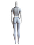 Wash Lapel V Neck Two Piece Pants Set CH-24036