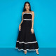 Wave Webbing Patchwork Sling Maxi  Dress CYA-901258