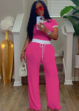 Rib Contrast Color Two Piece Pants Set SFY-2777