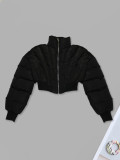 Black Short Down Cotton Jacket SH-391141
