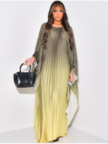 Gradient Color Press Pleated Maxi Dress LS-0408