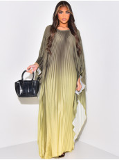 Gradient Color Press Pleated Maxi Dress LS-0408