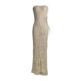 Solid Color Sleeveless Split Knits Maxi Dress MDF-5503