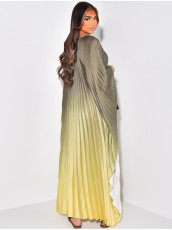 Gradient Color Press Pleated Maxi Dress LS-0408