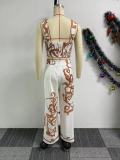 Print Sling High Waist Wide Leg Pant Two Piece Set NY-10805