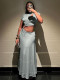 Solid Color Short Sleeve Long Skirt 2 Piece Set QODY-6039