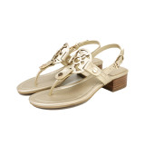 Chunky Heel Clip Toe Sandal Slippers GDLW-1225