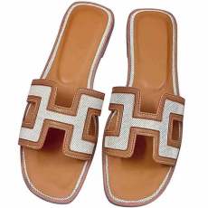 Hollow Out Flat Leather Sandal Slippers GDLW-7745-66