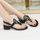 Chunky Heel Clip Toe Sandal Slippers GDLW-1225