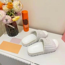 Embroidered Letter Open Toe Plush Slippers GDLW-606-5