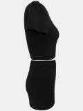 Solid Color Tight Crop Top Two Piece Shorts Set SFY-2778