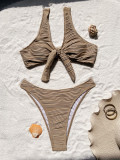 Knotted Solid Color Bikini Sexy Swimsuit CASF-6678