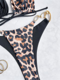 Leopard Color Block Bikinis Two Piece Swimsuit CASF-6641