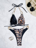 Leopard Color Block Bikinis Two Piece Swimsuit CASF-6641