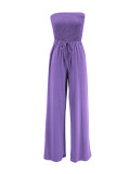 Sexy Solid Color Wrap Chest Wide Leg Jumpsuit ANDF-AD0605