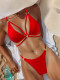Solid Color Bandage Sexy Two Piece Bikinis Swimsuit CASF-6704