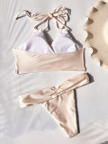 Solid Color Crossover Backless Bikini Swimsuit CASF-6668