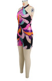 Sexy Print Halter Tie Up Backless Romper XHXF-8697