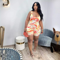 Sleeveless Print Round Neck Romper TE-4680