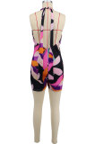 Sexy Print Halter Tie Up Backless Romper XHXF-8697