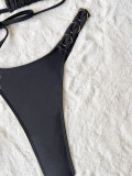 Solid Color Bandage Backless 2 Piece Bikinis Swimsuit CASF-6696