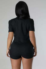 Sexy Zipper Short Sleeve Romper NY-3212