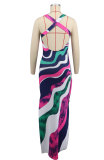 Multicolor Print Sleeveless Maxi Dress XHXF-411
