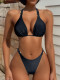 Solid Color Bandage Backless 2 Piece Bikinis Swimsuit CASF-6696