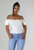 One Shoulder Solid Color T Shirt XHXF-8696