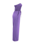 Sexy Solid Color Wrap Chest Wide Leg Jumpsuit ANDF-AD0605
