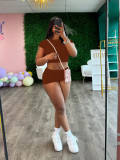 Solid Color Tight Crop Top Two Piece Shorts Set SFY-2778