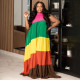 Plus Size Contrast Color Patchwork Maxi Dress NNWF-8023
