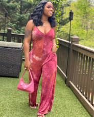 Fashion Print Sling Wide Leg Jumpsuit FENF-149
