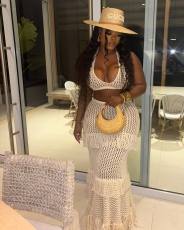 Solid Color Hand-Hooked Tassel Two Piece Skirt Set JPF-1098