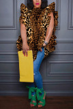Plus Size Print Ruffled Loose Top Blouse NNWF-8018