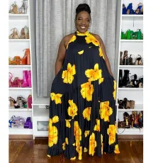 Plus Size Contrast Color Patchwork Maxi Dress NNWF-8023