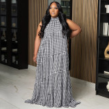 Plus Size Contrast Color Patchwork Maxi Dress NNWF-8023
