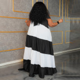 Plus Size Contrast Color Patchwork Maxi Dress NNWF-8023
